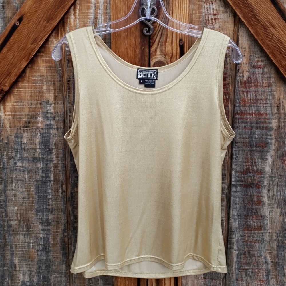 Berek Metallic Gold Tank Top Shirt Large
